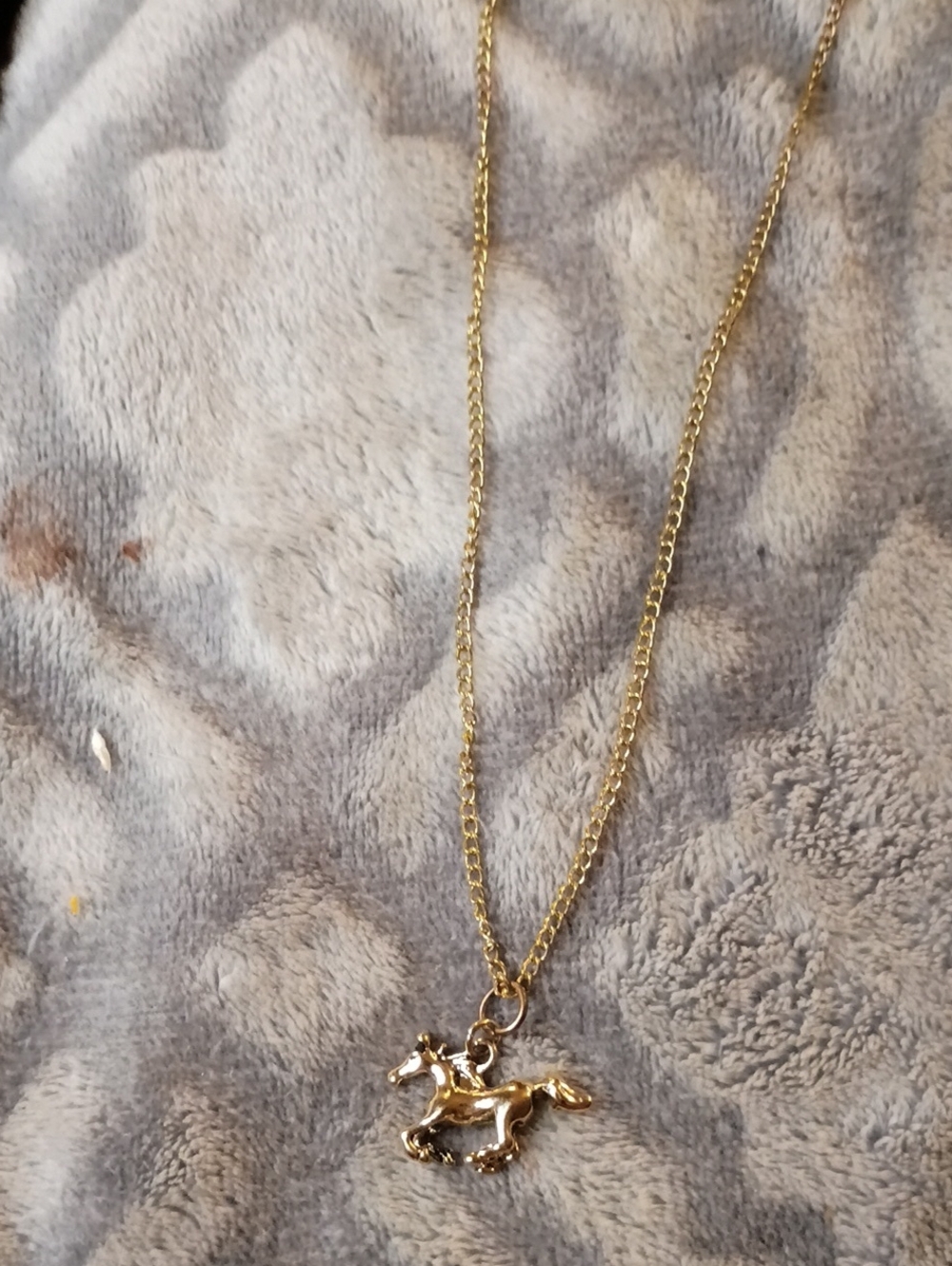 Gold Tone Horse Pendant Necklace